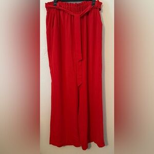 BOLD elements Red Ruffled Waist Pants